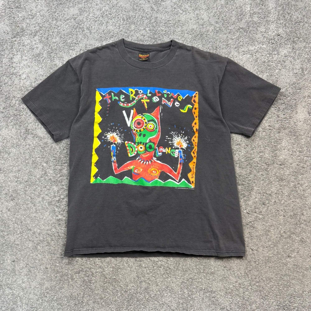 Rolling Stones Voodoo Lounge 1994 Vintage Shirt XL Black Brockum Band Tee